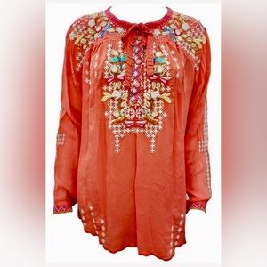 Johnny Was Dragonfly Embroidered Top